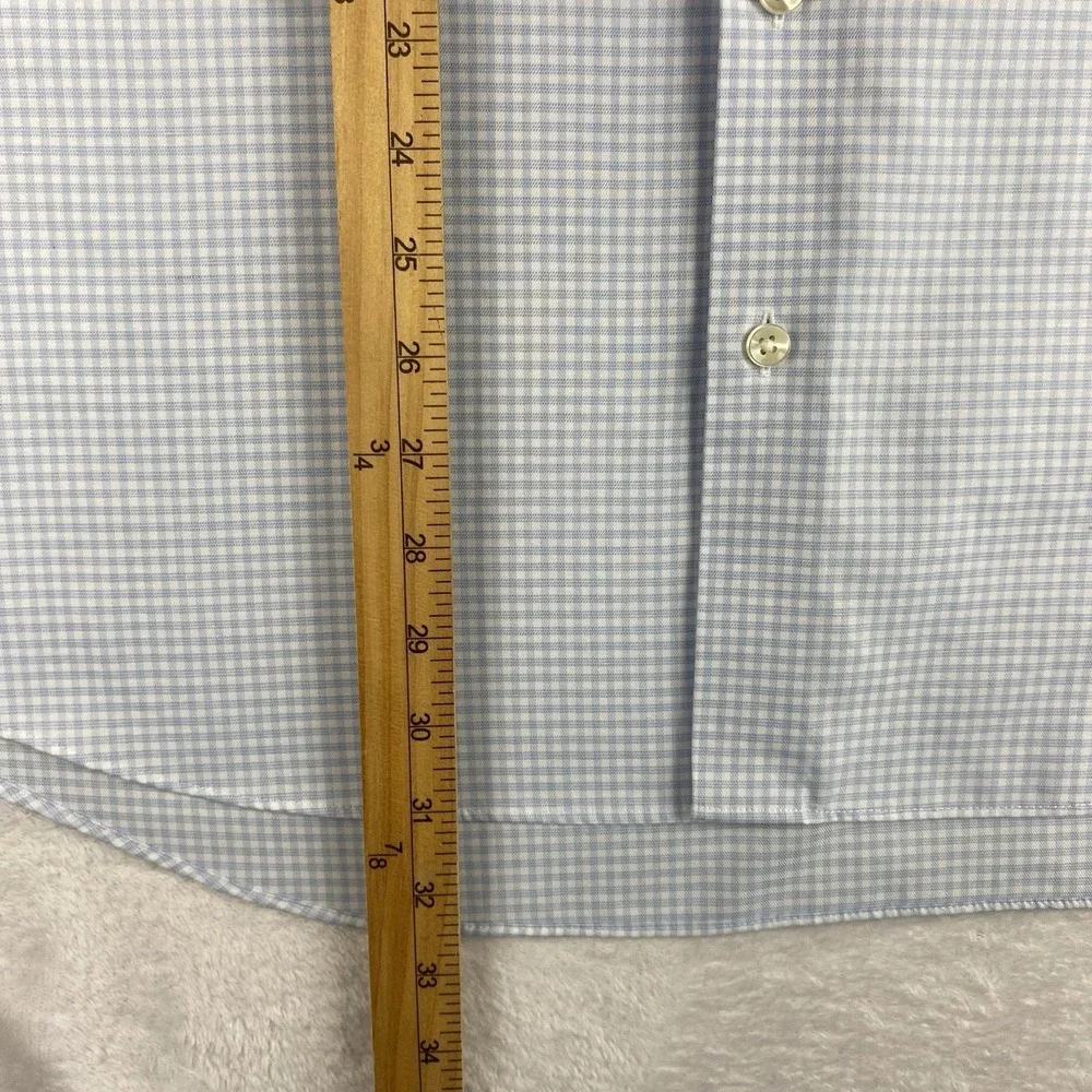 Charles Tyrwhitt Dress Shirt Mens 16.5-35 Blue/White Checks Classic Fit No Iron